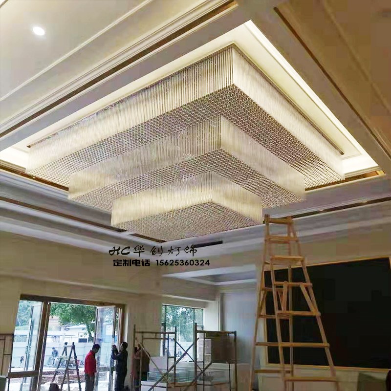 酒店工程水晶吊灯长方形大堂大厅客厅大型售楼部沙盘宴会厅定制灯