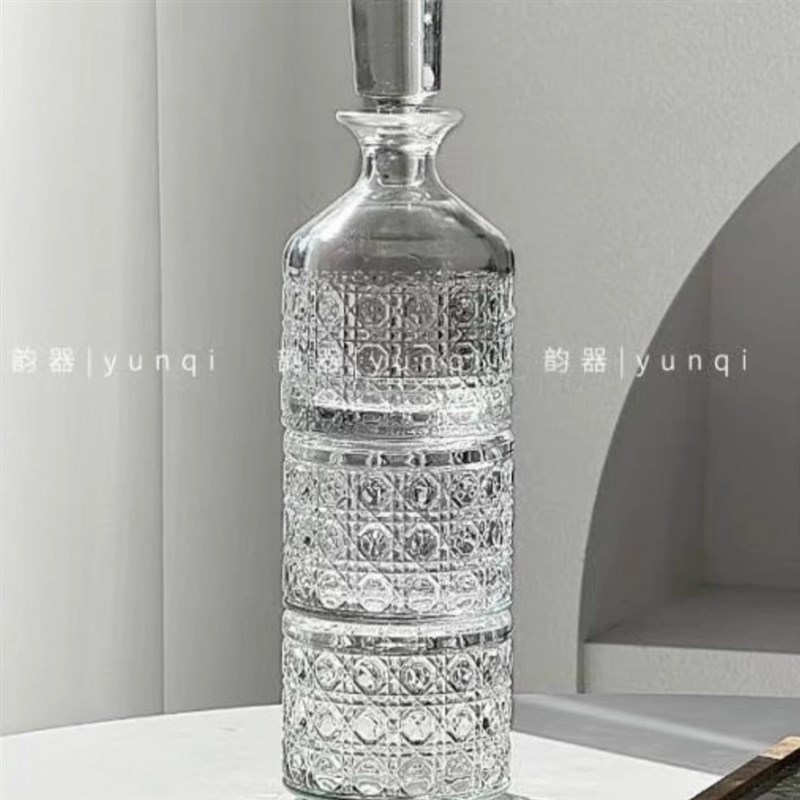 宝石格纹酒具套装创意玻璃威士忌家用水杯酒壶SRT