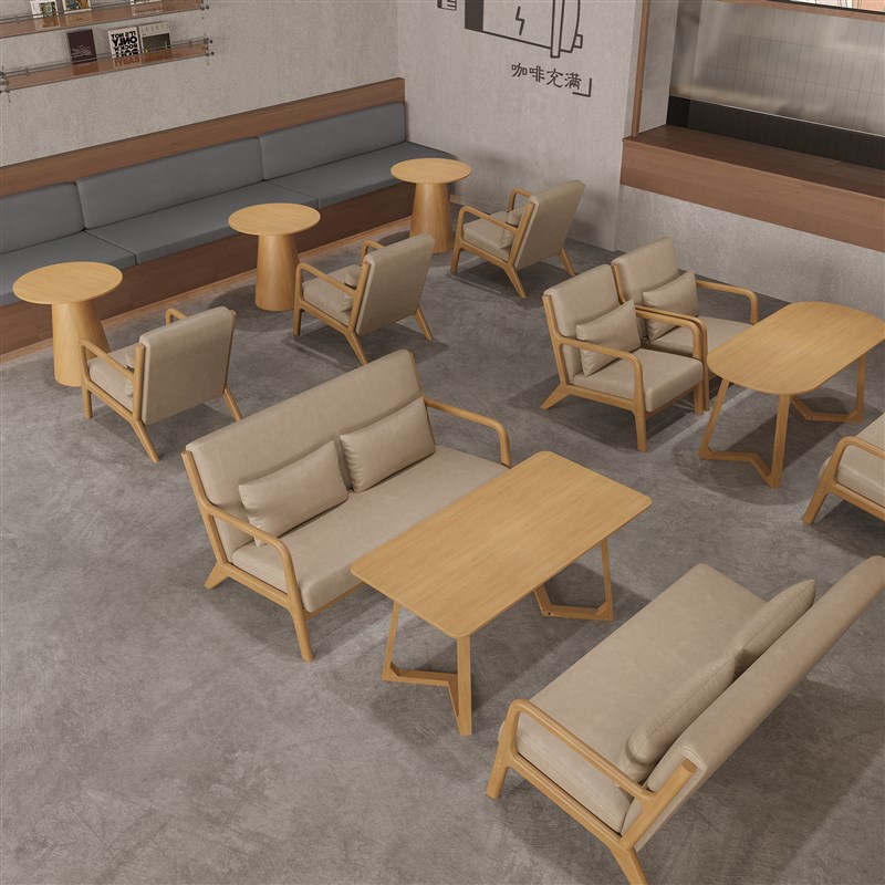 休闲单人沙发椅高档优雅咖啡厅沙发椅蘑菇圆桌奶茶店桌椅