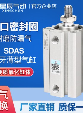 星辰小型气动薄型气缸SDAS63/50/80/100-15BX20BX30BX45BX75B外牙