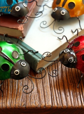 庭院装饰亮色系甲虫七星瓢虫拍照道具创意铁艺壁挂墙饰