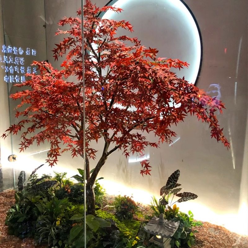 仿真红枫树鸡爪槭室内楼梯下景观装饰假树落地大型绿植摆件仿真树