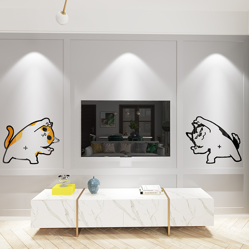 创意猫狗客厅沙发电视背景墙面卧室床头宠物店装饰墙贴纸玻璃门贴