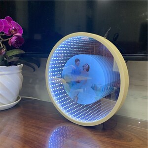 无限延伸镜子 LED创意时空小夜灯装饰无限镜面延伸深渊灯时光隧道