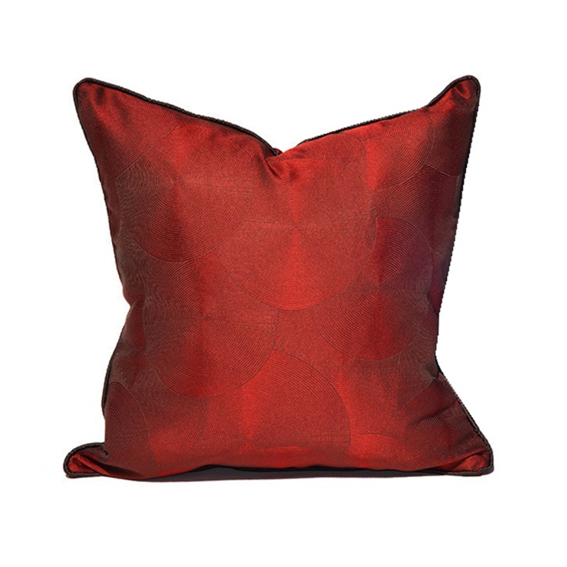 红色黑色几何缎面沙发抱枕现代简约新古典中式靠枕靠垫软装不含芯