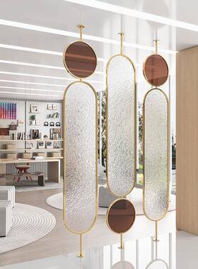 风水波纹玻璃屏隔断墙轻奢00599办公入卧室房户间客室厅卫生间厕