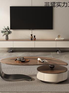 极现代设计师客实木板岩创意简异形小户型高端LLW厅家用茶几