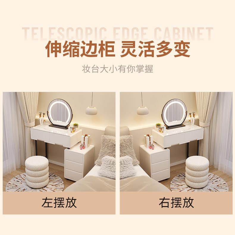 实木梳妆台卧室现型代奶简714约小户收迷你油风简易化妆桌纳柜一