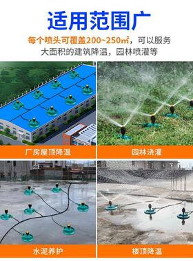 建筑水器降温大积房铁皮屋厂顶旋转喷洒水系统WNB浇面水喷淋喷头