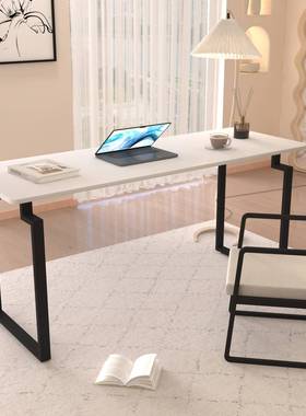 长条办公桌桌电恩脑桌莫比25641岩板书桌双法人奶油风白色式简约