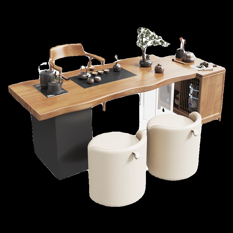 现代简约实木阳台茶桌椅小户型泡茶桌原木家用小茶台202新款