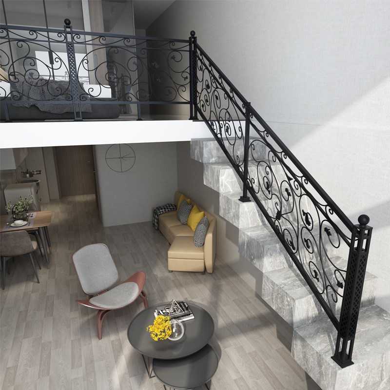 铁艺楼梯扶手护栏简约现代内外阁楼栏杆家用别墅阳台围栏飘窗实木