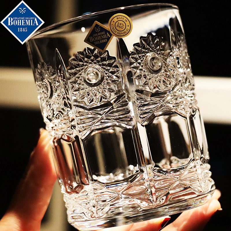 捷克BOHEMIA进口水晶玻璃xo威士忌杯刻花水杯果汁杯酒具洋酒杯子