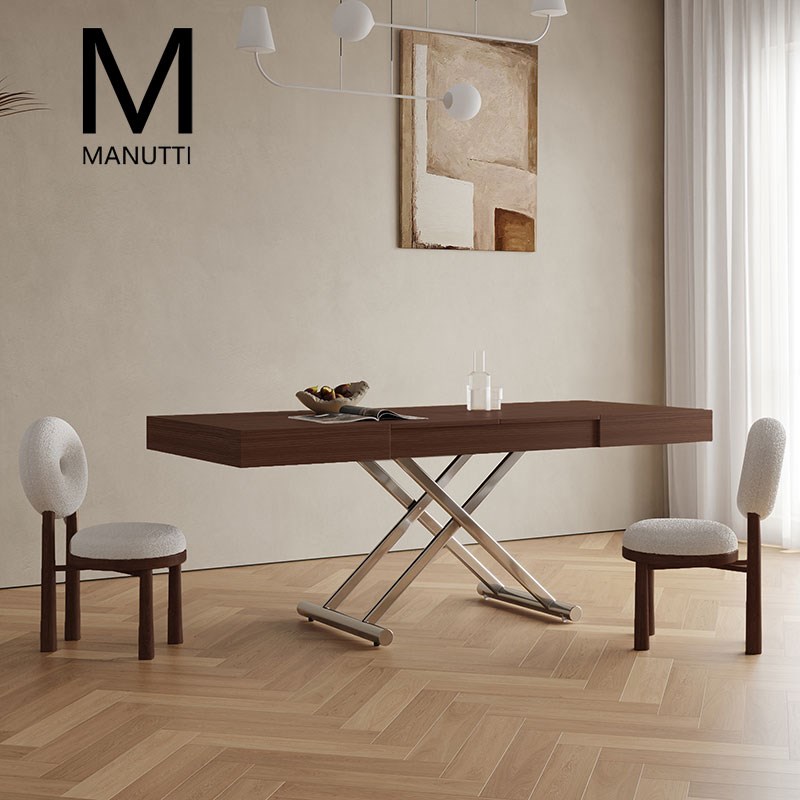 mnutti升降折叠伸缩茶几变餐桌一体两用多功能可移动小户型茶几