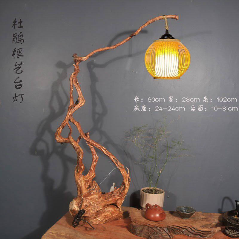 名木堂 杜鹃老根台灯 茶卓灯 书房 会所 民宿茶室装饰灯 原木树根