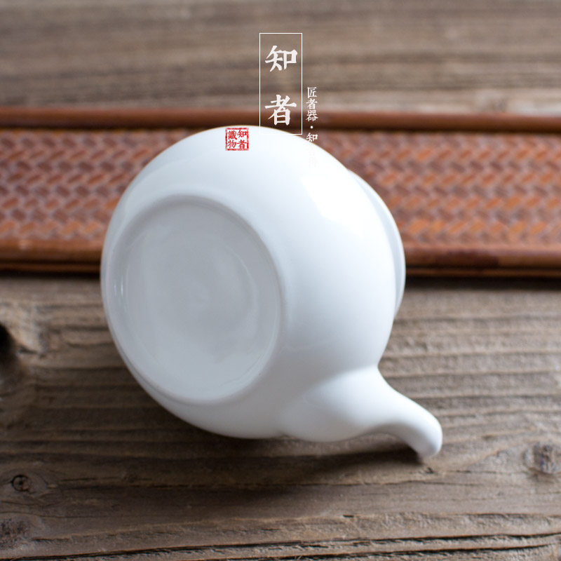 青花玄纹双线公道杯 茶海分茶器 功夫茶具 手绘白瓷公杯茶具配件