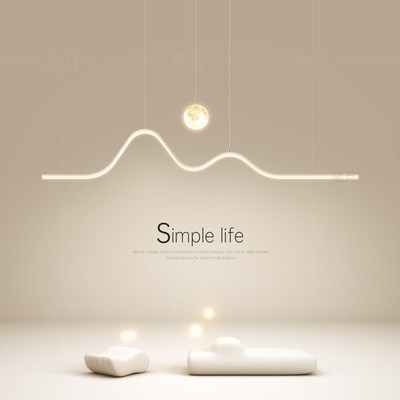 led吊灯创意一字长条高级感餐厅灯客厅卧室灯餐桌灯2025新款灯具