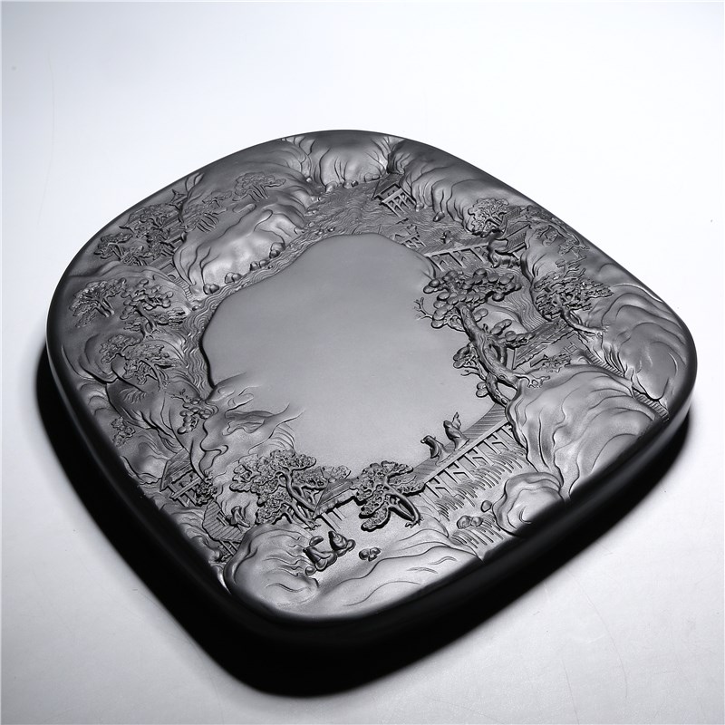 孤品名师老坑砚台/锦绣山河/天然原石黑龙尾珍藏歙砚端砚文房精品