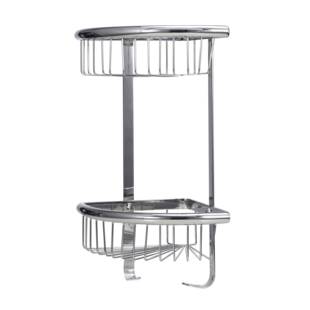 跨境304不锈钢浴室三角单层双层置物架浴室三角网篮转角置物篮