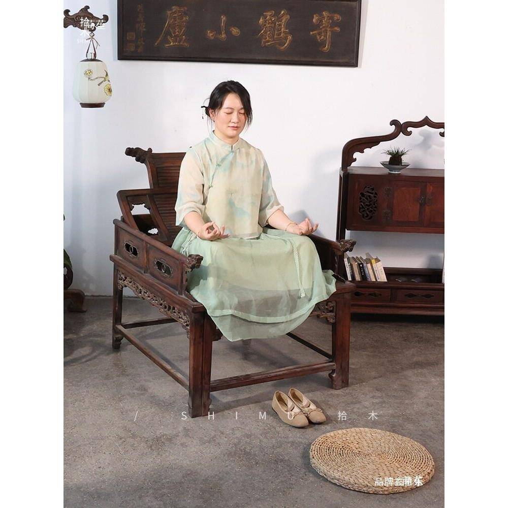 躺椅叠椅禅椅打坐子折PUH木可伸缩实木中式仿古花梨明清古椅典