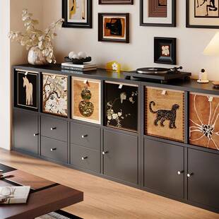 钢制格子柜升级带抽屉带门卡莱克自由组合置物架家用收纳落地书柜