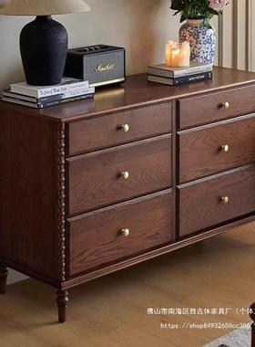 梳卧台斗柜体中古风妆实木主室家用储物一收纳化妆VJD桌可伸缩化