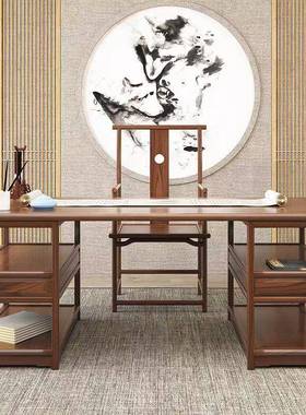 书桌中风实木仿古新中式公书画桌法办写国字台毛SRC笔字画画书桌