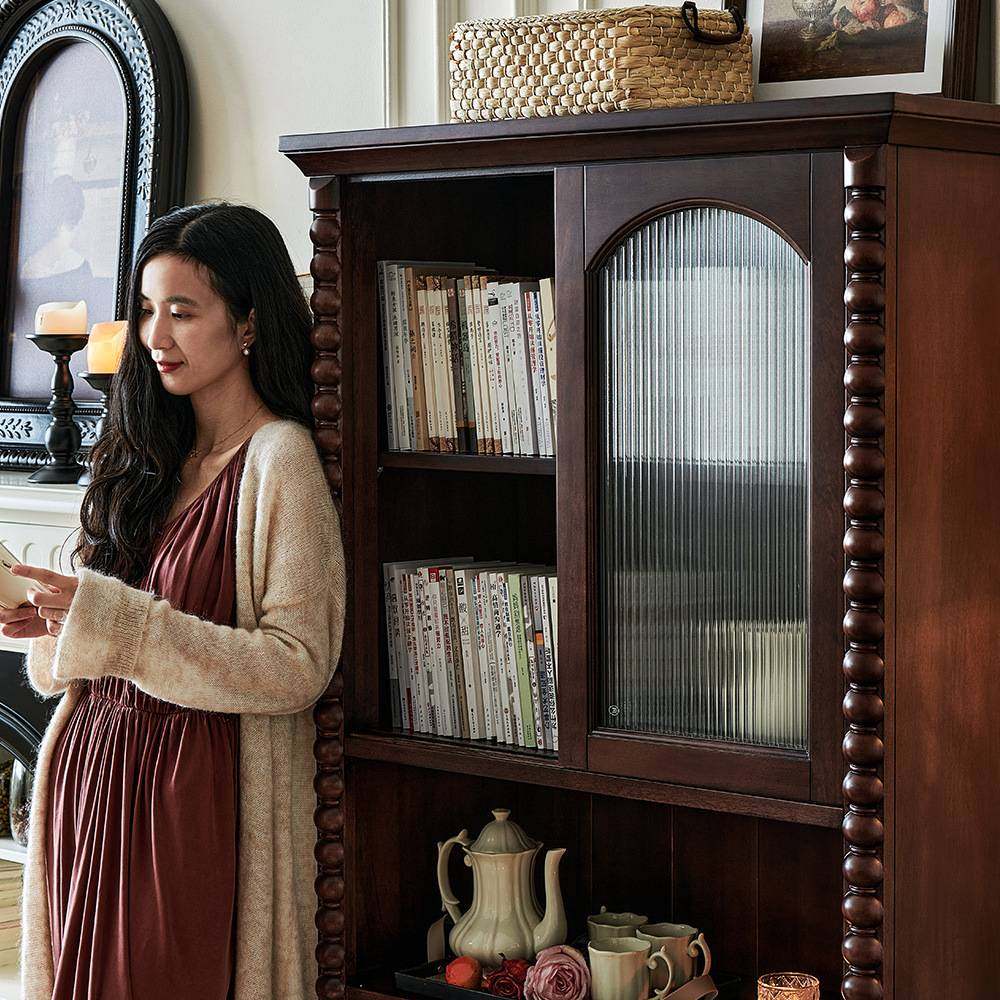 美式实木书柜法式复古风带玻璃门电视柜旁边展示柜客厅墙边立柜,玩具/童车/益智/积木/模型,垂直悬浮玩具,淘宝优惠券,粉丝福利购,淘宝优惠卷