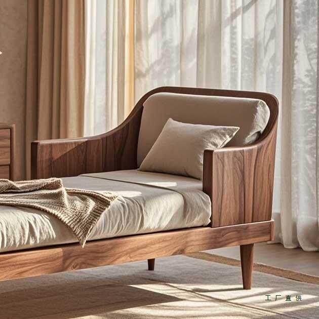 黑胡桃木沙发躺椅设计985师款白宋式美学木贵妃椅民酒店宿别墅蜡