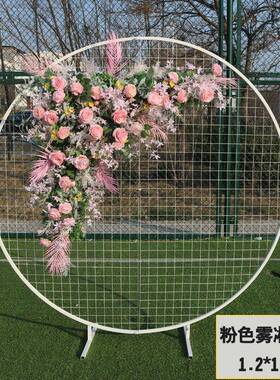 庆拱门红色角花婚礼装饰花艺色香槟色长置条挂HCF花背景布秋道婚