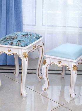 美式式子凳RIR仿实木化妆凳梳妆椅台子白色卧室现代简欧约美甲凳