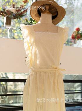 韩版家用围PJP裙新带款小清新厨房做饭腰透气衣背围棉布罩工作服