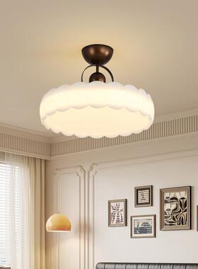 法顶式中古奶油风卧室吸灯复古胡桃南色温馨瓜儿童公OVZ主房主卧