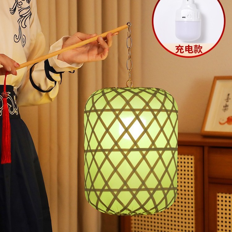 竹编灯笼手提汉服手持物夜景拍照影视道具中式冬瓜形发光古风灯罩