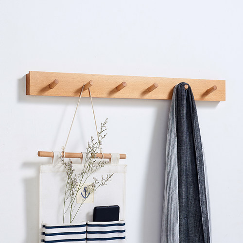 实木挂钩免打孔玄关黄铜门后挂衣架壁挂墙上入户门口进门挂衣钩