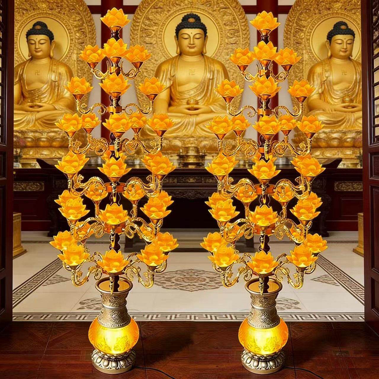 莲花灯琉璃七彩led佛供灯佛堂佛前供灯家用供奉观世音敬佛灯大号图片