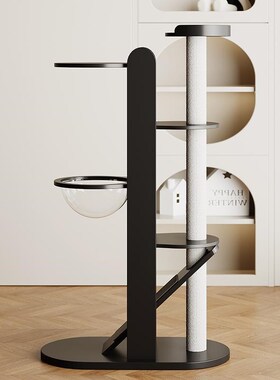 实木猫爬架猫抓板太空舱一体大猫专用高不占地黑色小户型多猫跳台