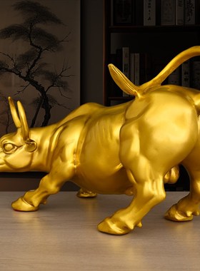 全铜牛摆件纯黄铜生肖牛气冲天铜牛转乾坤客厅办公室桌面摆设礼品