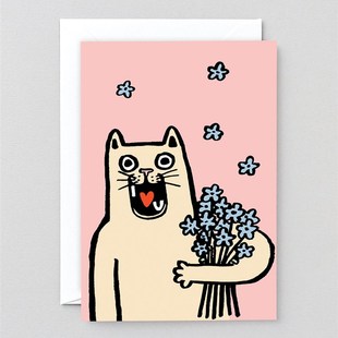 Alice 祝福情侣呆萌趣味进口卡片 Bowsher 英国品牌生日贺卡 Wrap