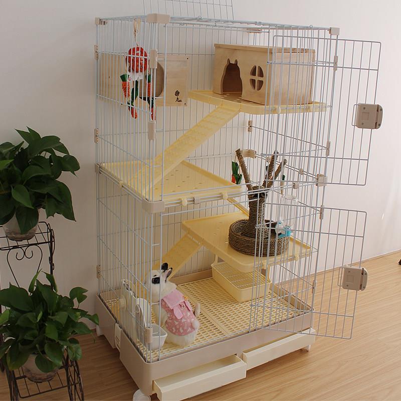 家用三层抽屉式兔笼 宠物兔大号铁网兔屋