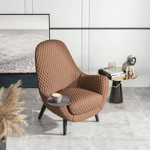 意小式 极简单人布艺沙发椅型家用客厅户台休闲椅BPJ酒店接待靠背