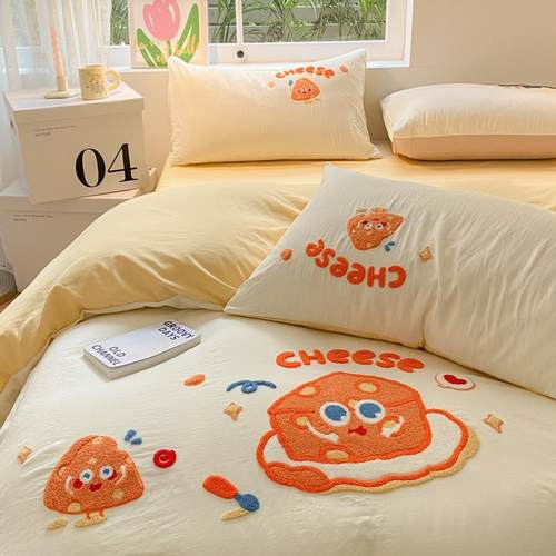卡通风毛巾绣超柔水洗棉件套套床单被四学生件宿舍非纯WNX一起批