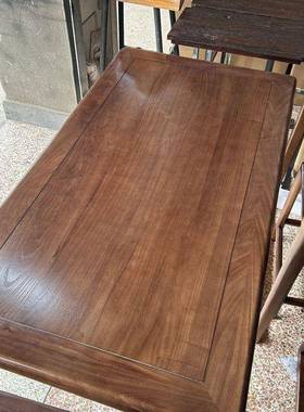 台桌椅组合榆茶木茶桌新中式泡茶桌小户老型休闲桌椅85901家阳用