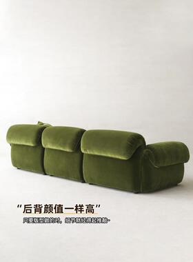 BK客9穆瑞家具法式复古绿色沙发厅三人位直排F765T8HH天鹅绒布艺K