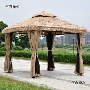 农家乐阳棚遮花园草棚天雨棚民宿庭院露凉亭室外活动凉乘茅RAO麦