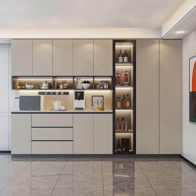 轻餐边柜酒柜一体靠墙餐厅客GBF厅高柜冰箱实现柜代简约奢储物木