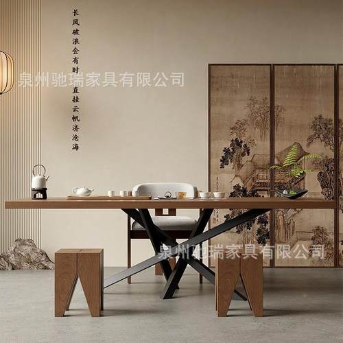 现代简约实木泡茶桌办公泡茶台条创意实木桌泡茶办长公EJL办公桌