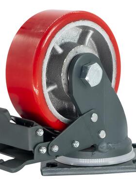 超重型红色P0000013U脚轮4寸5寸6寸8寸铁耐芯聚氨轮酯轮子磨高重2