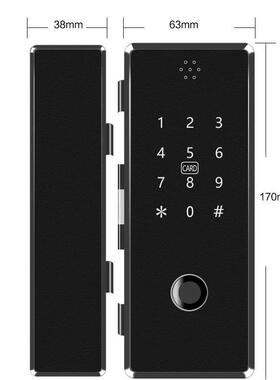 家玻璃门密码锁免打QY108孔单双开门办公指室能纹锁有框遥控厂智