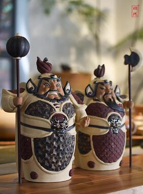 BK9K石公仔将陶瓷门神摆件哼哈二中式家玄居客湾MGQ厅关电视柜工
